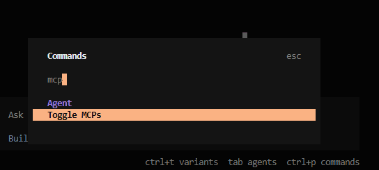 shift+p type mcp